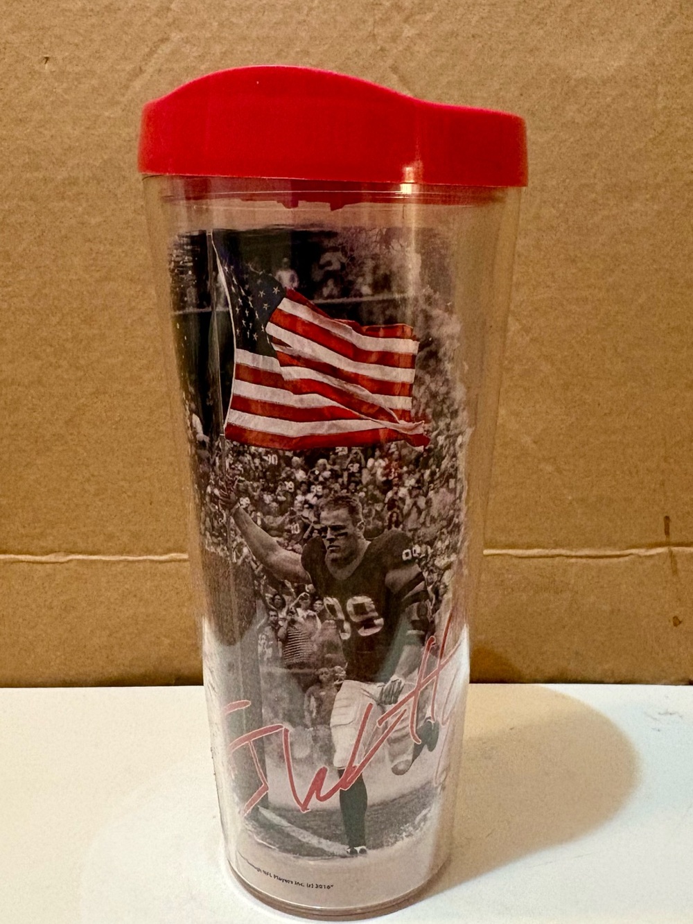 Houston Texans J J Watt #99 - Triton Insulated Tumbler With Red Lid, 22 oz.